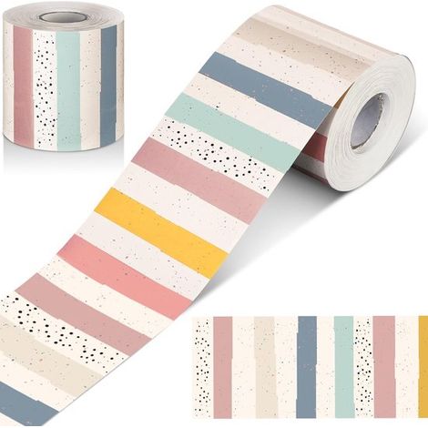 Stickers muraux pour tableau noir de classe. Bordures adhésives élégantes pour tableau d'affichage, 7,6 cm × 18 m. Décoration de salle de classe. Style de couleur 3. (1/5)