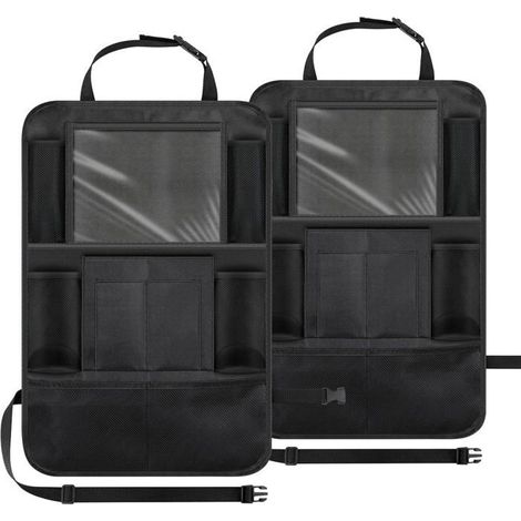 Organisateur de voiture pour enfants, ensemble de 2 pièces comprenant une pochette transparente et étanche pour iPad et un organiseur de siège auto avec 10 poches. (1/5)