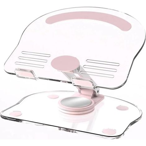 Support de Tablette en Acrylique avec Base rotative à 360°, Pliable et réglable, Transparent, pour iPad, Pro/Air et Tablette de 4,7 à 13" (Rose) (1/5)