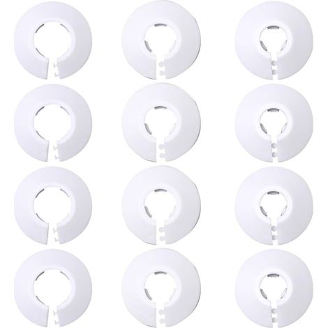 Radiator Pipe Cover Clamps, 12 Pieces Plumbing Pipe Cover, Radiator Rosette, for Type 12, Type 16, Type 20 Pipe, Rosettes for Heating Pipes, White