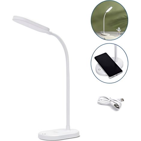 Lampe de bureau LED col flexible, recharge USB, éclairage pratique et confortable pour étude travail domestique