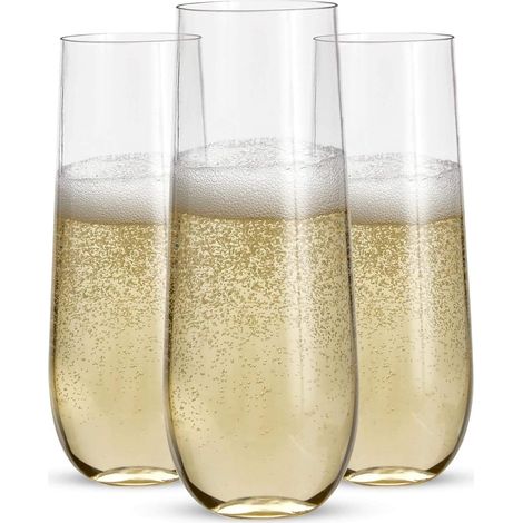 Flûte À Champagne Sans Pied - 27 Cl - En Plastique PET Recyclé Sans BPA - Pour Mariage Fête Extérieur - Lot De 12 (1/5)