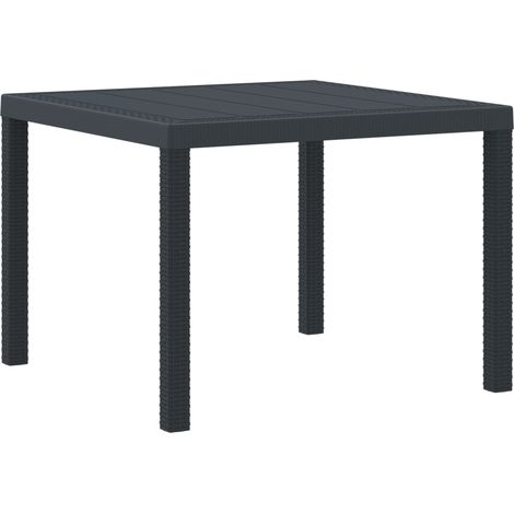 Vidaxl – Table de jardin rectangulaire en poly rotin anthracite 100 x 100 x 73 cm – Cadre en acier résistant – Idéale pour repas en extérieur