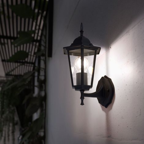 Außenwandleuchte Laterne antik Haustürleuchte LED Gartenlampe schwarz, Aluminium Glas klar, 11W 1055lm warmweiß, BxH 17x36 cm