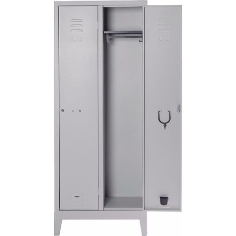 ARMADIO ARMADIETTO SPOGLIATOIO 2 POSTI METALLO 68 x 34 x H179 Cm PRATIKO GRIGIO (1/2)