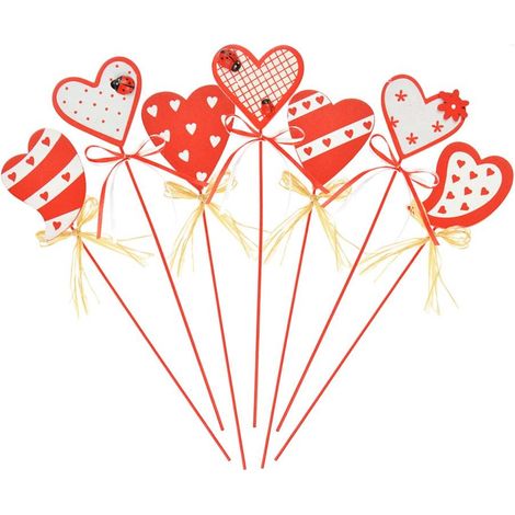 CUORE in legno su bastoncino, decorazione per San Valentino, 26 cm