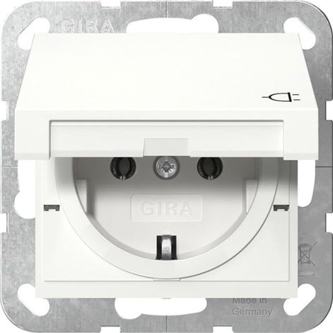 GIRA 445427 SCHUKO PRISE DE COURANT AVEC CLAPET SYSTEM 55 BLANC SATINÉ