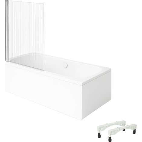Bañera recta VILLEROY & BOCH Architectura con patas 170 x 75 cm Blanca + Mampara de baño izquierda AURYS Raywall cromado