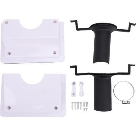 Kit de couverture pour pénétration murale HVAC – Conception split, protection pour lignes et câbles (45mm, blanc) – 2 plaques, 4 accessoires, 1 collier, 8 vis – Pour mini-split et pompes à chaleur