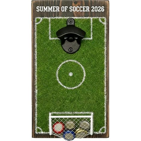 Beer bottle opener, shaped like a football pitch, manual tool Bottle opener with metal collector For men, football fans, wine, drinks, cooking, home (1/5)