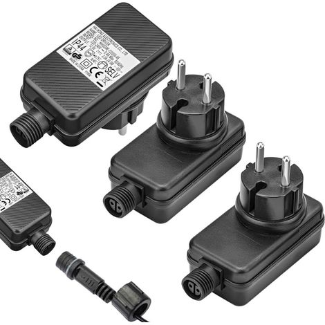 Lot de 3 adaptateurs d'alimentation LED 12 V 1 A 24 W Pour spot de jardin LED Adaptateur secteur résistant à l'eau Basse tension Remplacement pour guirlande lumineuse 12 V (1/5)