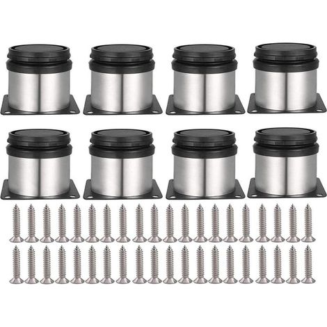 8 pièces Pieds de Meubles Réglables Vis Inclus Ronds Métal Acier Inoxydable Cabinet Jambe Table Pieds Pied d'armoire Hauteur ajustable Pour Canapé, Table, Armoires, éTagèRes 50 mm-Fei Yu (1/5)