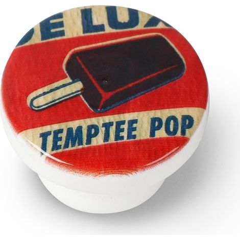 Pomo de madera con acabado con ilust. retro, dimensiones:38x38x22mm Ø: 38mm - (1/3)
