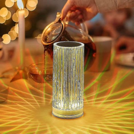 Lampe de table en cristal acrylique 16 couleurs, veilleuse d'ambiance, lampe décorative avec télécommande tactile et 4 modes de clignotement (1/5)