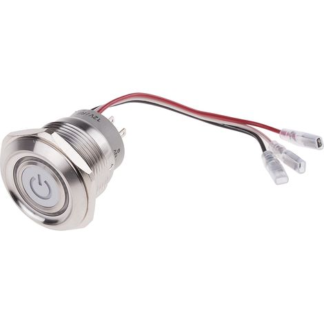 Bouton-poussoir, Momentané lumineux, LED Bleu, vert, rouge, Unipolaire à deux directions (1RT), 5 A @ 250 V c.a., ( Prix pour 1 ) (1/2)
