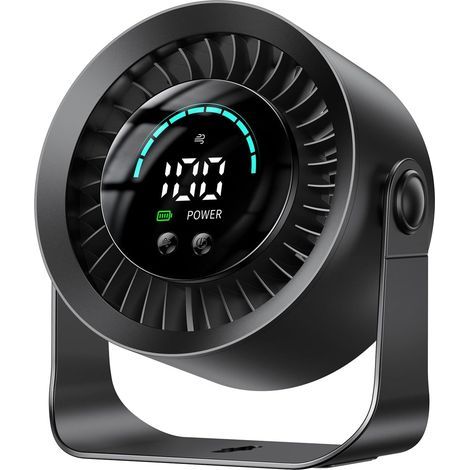 Small portable desk fan with LED display, personal cooling fan for office (black) (1/5)