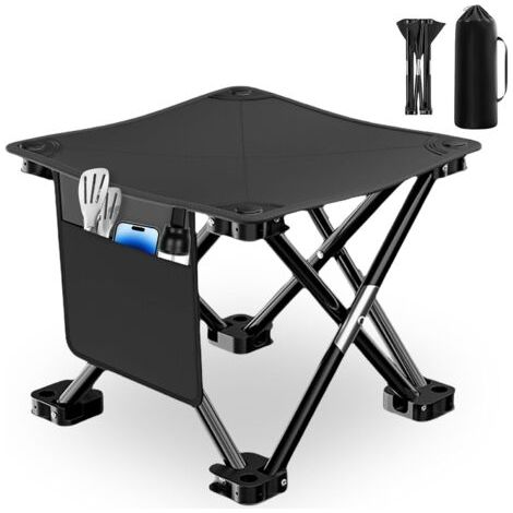 Sollbry Tabouret de camping pliable portable en tissu Oxford pliable ultra léger Tabouret de camping pliable Charge maximale 180 kg Tabouret de pêche pour adultes Pêche Camping Randonnée Chasse (1/5)