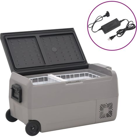 Nevera con ruedas y adaptador PP y PE negro y gris 50 L