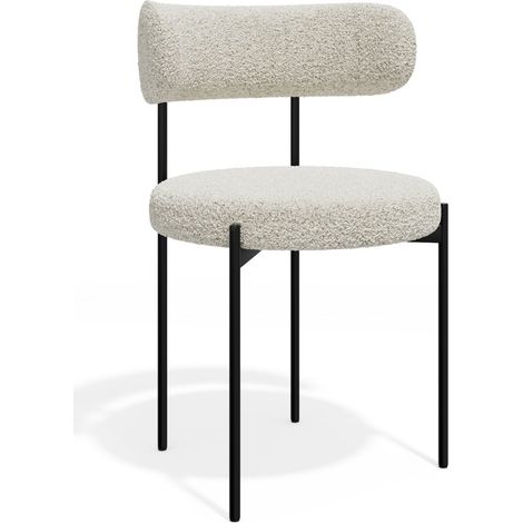 Lot de 2 chaises en bouclette crème MUSE (1/5)