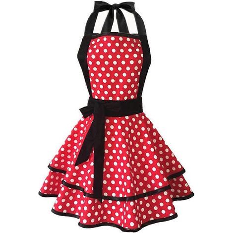 Tablier double épaisseur à pois en coton, idéal pour la cuisine, le ménage et le travail à la maison ou à l'hôtel.-72x62x0.1cm (1/3)
