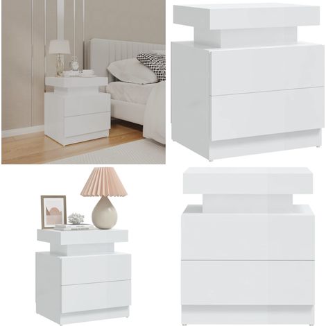Nachttisch Hochglanz-Weiß 45x35x52 cm Holzwerkstoff - Nachttisch - Wohnzimmer Deko - Holzwerkstoff Tisch - Weißer Nachttisch - Sideboard - Home & Living (1/5)