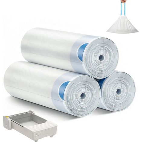 Sac de litière pour chat recharge de sac poubelle pour maison de toilette autonettoyante automatique, lot de 3 rouleaux