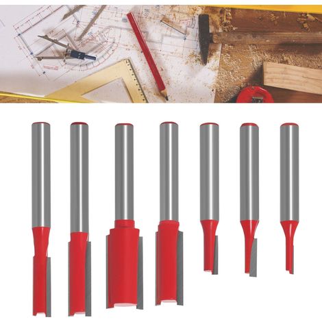 Fraise à affleurer carbure 2 coupes droite 7 pièces, fraise à rainurer pour bois, défonceuse, coupe nette, outillage menuiserie (1/5)