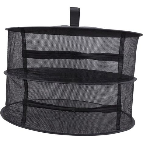 Etendoirs pliable - 2 niveaux - 60 x 40 cm - Égouttoir à herbes - Filet de séchage - Panier à linge - Filet de rangement avec fermeture éclair - Séchoir à herbes - pour vêtements, herbes, fleurs, légu (1/5)