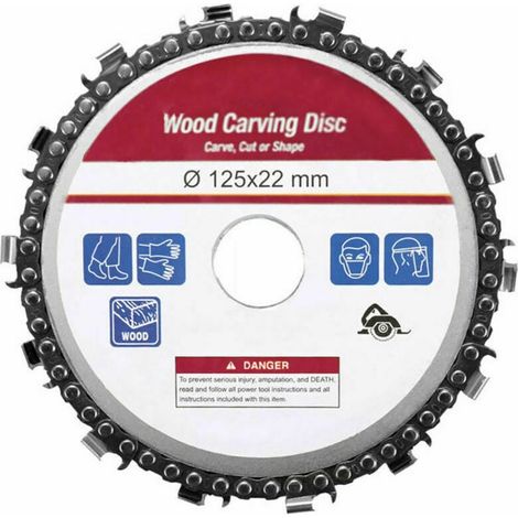 Chaine De Meuleuse D Angle - Disque À Chaîne Pour Bois - Diamètre 125 Mm - Alésage Central 22 Mm - Pour Meuleuse D Angle 127 Mm - 1 Pièce