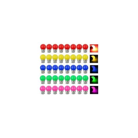 Lampadine LED colorate B22 da 3W, equivalenti a 30W, 300LM, AC 220V, attacco a baionetta B22, luci a stringa LED multicolore per casa, bar, feste e decorazioni d'atmosfera - Confezione da 40 [Classe e (1/4)