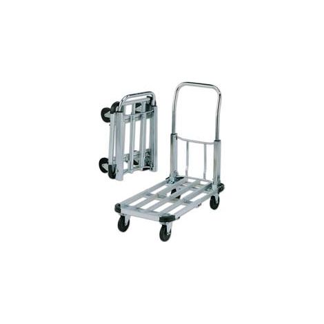 Chariot de transport pliable à 4 roues en aluminium/acier. Capacité : 150 kg.