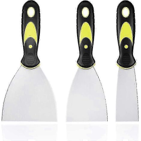 Grattoir à peinture et à papier peint en 3 parties, couteau à peinture avec spatule à manche en plastique, grattoir en métal WHBYV (1/4)