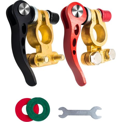 Battery Terminal Connector, Battery Terminal Clamp, Positive and Negative Battery Terminals, Brass Car Battery Terminal Connectors for Cars and Boats (1/5)
