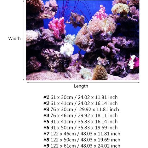 Poster adhésif effet 3D corail Seaworld pour aquarium, 61 x 30 cm (1/5)