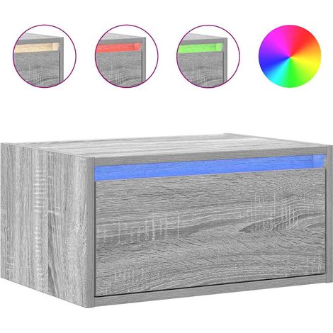 Maison Exclusive - Wand-Nachttisch mit LED-Leuchten Grau Sonoma