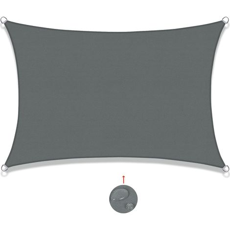 Voile d'ombrage Rectangulaire 2x4m Imperméable Toile Ombrage UV Protection pour Patio Jardin, Terrasse,Extérieur, Balcon, Gris (1/5)