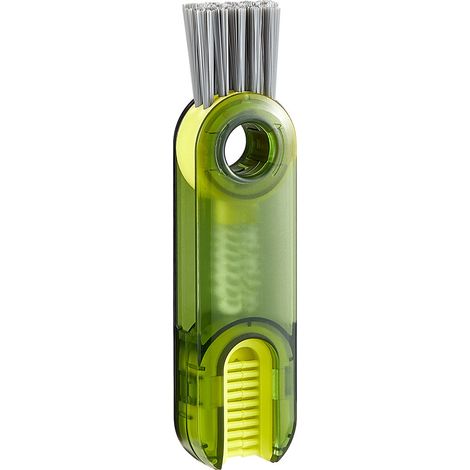 Brosse multifonctionnelle 3 en 1, nettoyage des fentes, bouteille d'eau, couvercle de tasse, outils de nettoyage (vert) (1/5)