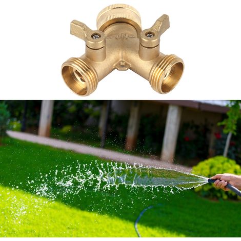 Y-förmiger, doppelt gelöteter Wasserverteiler G3/4 mit Kugelventilen für Gemüsegarten-Gewächshaus (1/5)