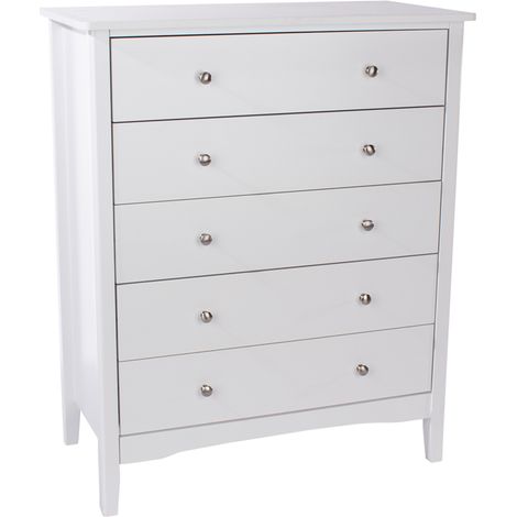 5 Drawer Chest - MDF - 83 x 43 x 101 cm - White