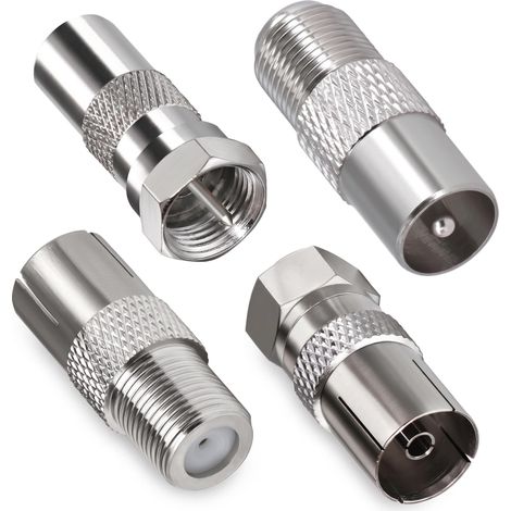 Adaptateur Antenne TV 4 Pièces Connecteur Coaxial Type F pour La TNT HD (1/5)