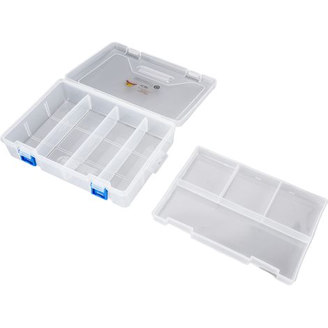 Boîte rangement composants transparente PP amovible 235x160x65mm pour bijoux chips SK-10235 (1/5)