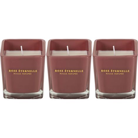 Bougie parfumée carrée Nude 7 cm (Lot de 3) Rose des bois (1/4)