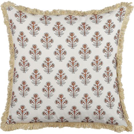 Throw Cushion OMORIKA Cotton 45 x 45 cm White Floral Pattern (1/5)