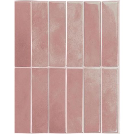 Lot de 10 stickers carrelage métro roses autocollants pour crédence cuisine, salle de bain et décoration murale (1/5)
