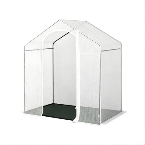 Serra a tunnel per terrazza 200 x 80 x 200 cm, struttura in acciaio e telo PE bianco (1/4)