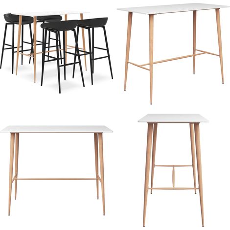 Ensemble de bar 5 pcs Blanc et noir - Ensemble De Bar - Meuble De Salle À Manger - Table De Bar - Tabouret De Bar - Mobilier Moderne - Home & Living (1/5)