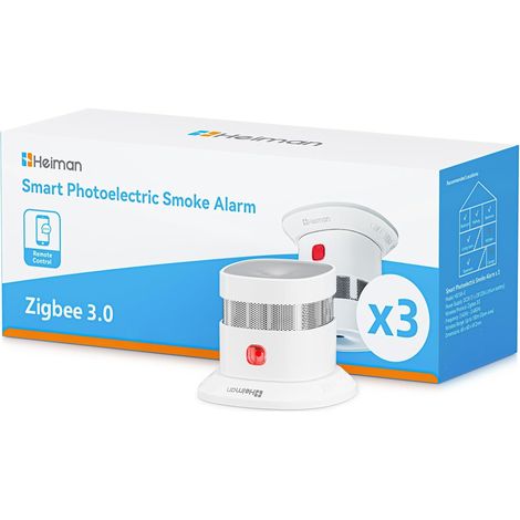 Détecteur de Fumée Zigbee 3.0 HS1SA-E-PLUS, Detecteur de Fumée Intelligent, Pile Remplaçable 5 Ans, Capteur Photoélectrique, Support ZHA (1/5)