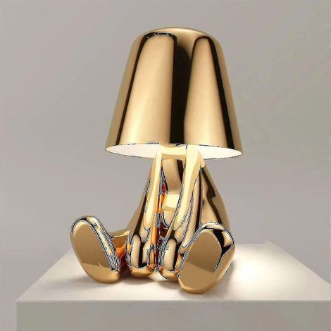 Touch-Nachttischlampe, goldene Thinker-Schreibtischlampe, kabellos, wiederaufladbar, tragbar, dekorativ, mit USB-Ladefunktion – YUHAO (1/5)