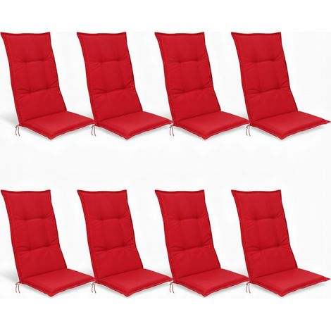 8er Set Hochlehner Set Base HL Sitzkissen, 120x50x6cm Rot