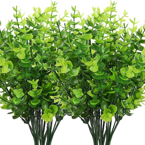 – Lot de 8 arbustes artificiels buissons 36 cm – Plantes vertes en plastique pour décoration intérieure et extérieure – Non toxiques et écologiques